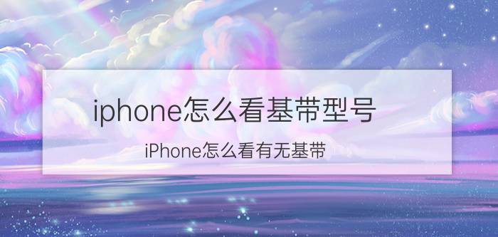 iphone怎么看基带型号 iPhone怎么看有无基带？